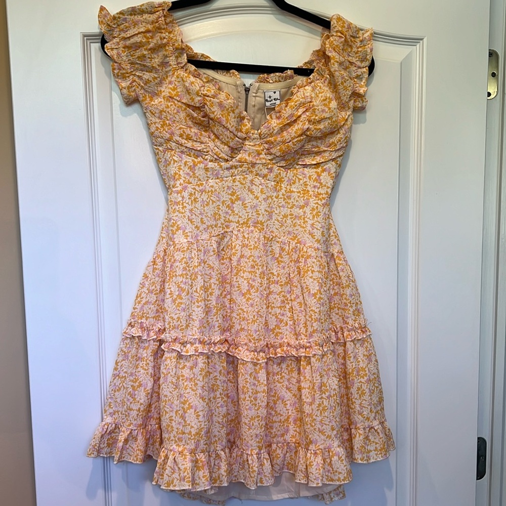 Orange with pink mini party dress. NWT size small